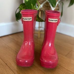 Pink sparkly toddler rain boots